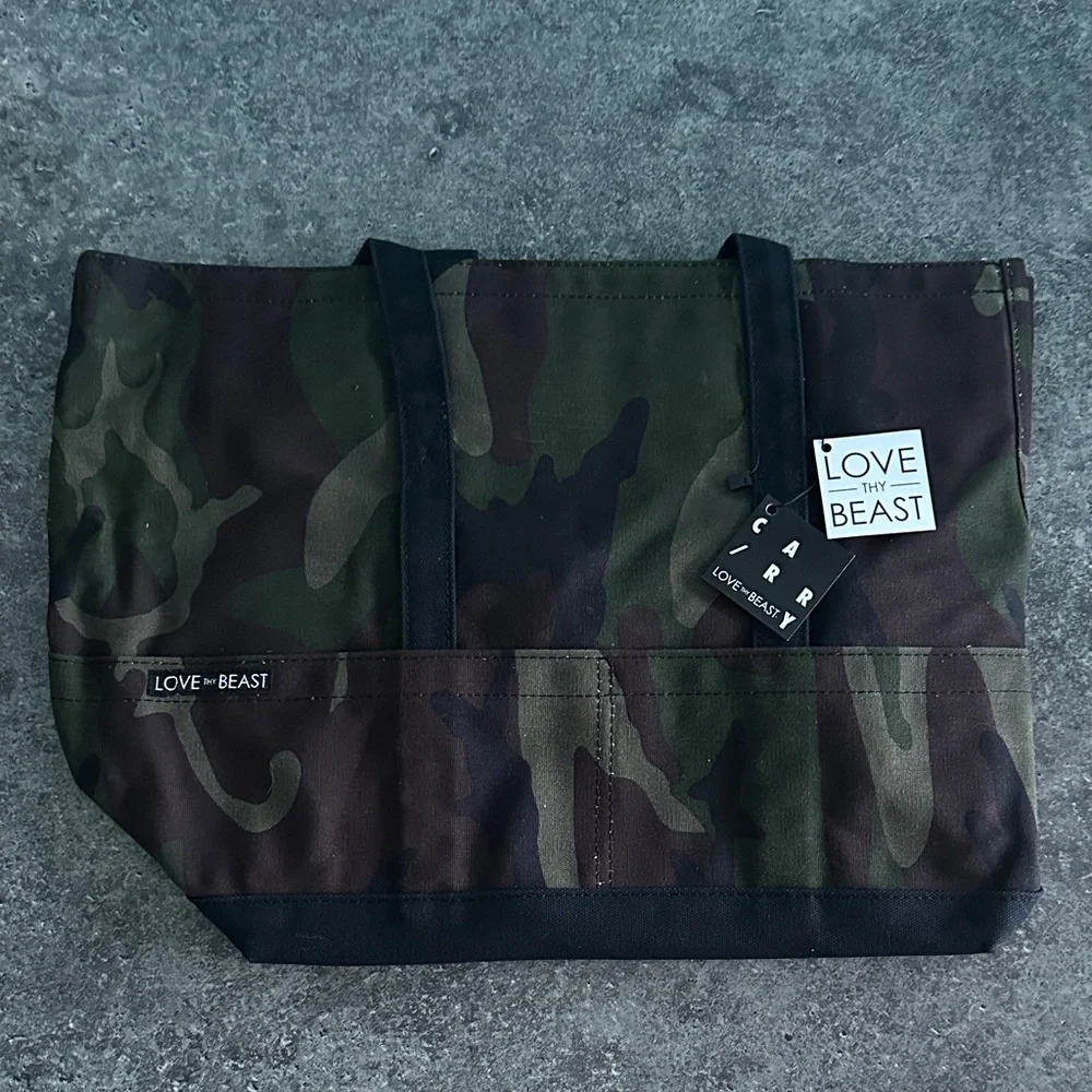 Love Thy Beast- Waxed Camouflage Canvas Pet Tote Bag